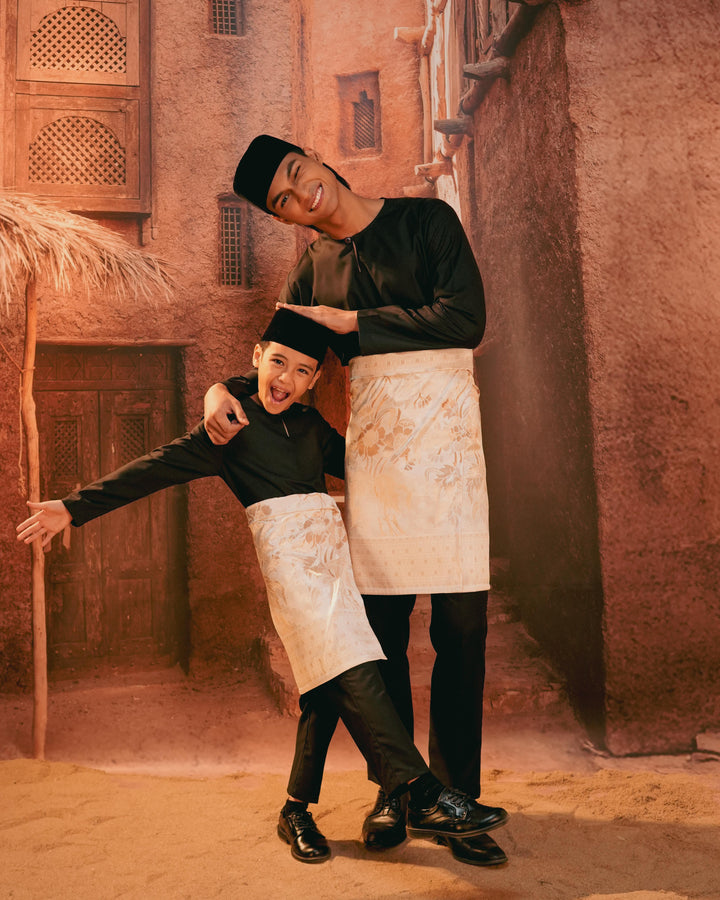 Bunga Raya Instant Sampin Kid - Offwhite & Gold