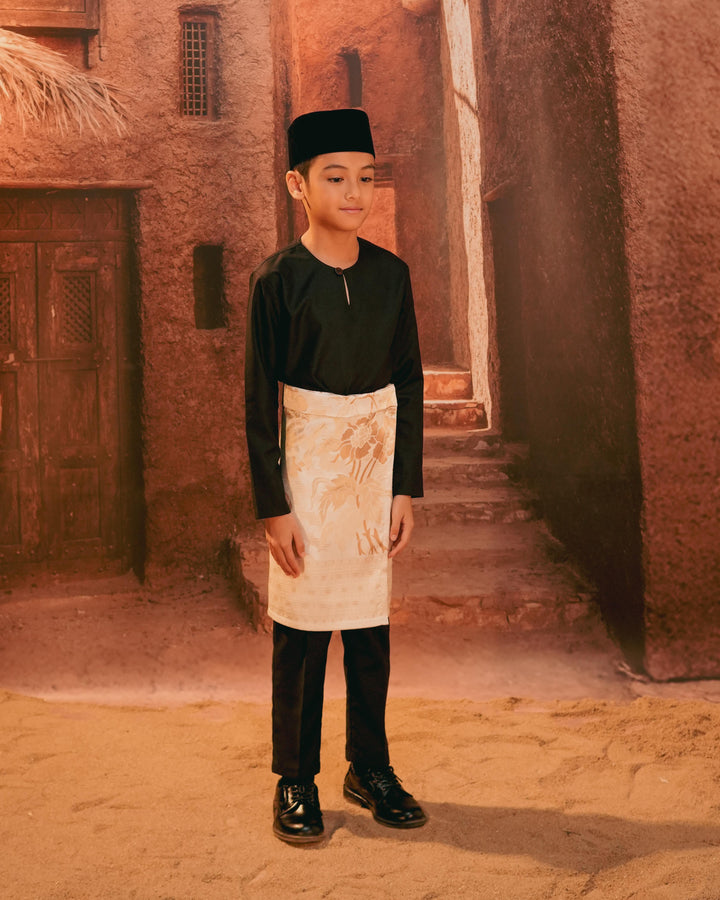 Bunga Raya Instant Sampin Kid - Offwhite & Gold