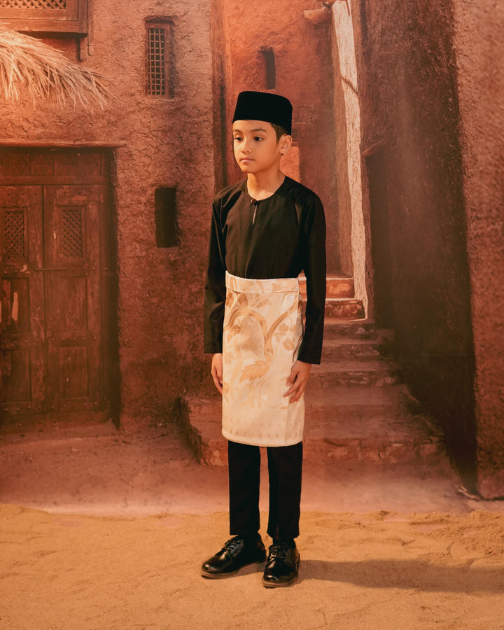 Anyaman Lestari Instant Sampin Kid - Offwhite & Gold