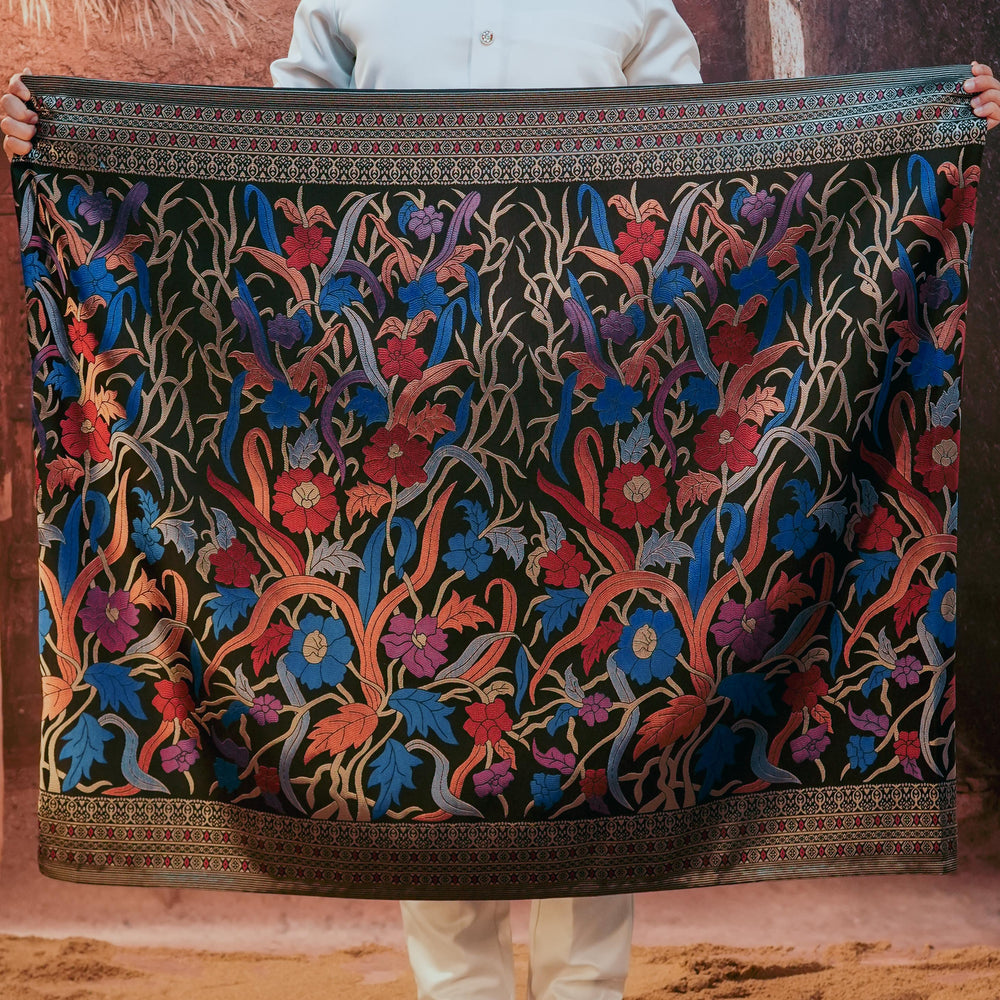 Anyaman Lestari Original Sampin Adult - Navy Blue & Maroon - SampinExclusiveMy