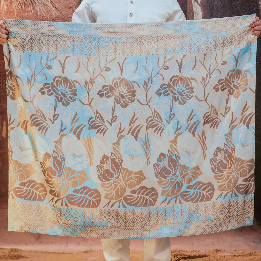 Leka Pantai Original Sampin Adult - Soft Blue & Brown - SampinExclusiveMy
