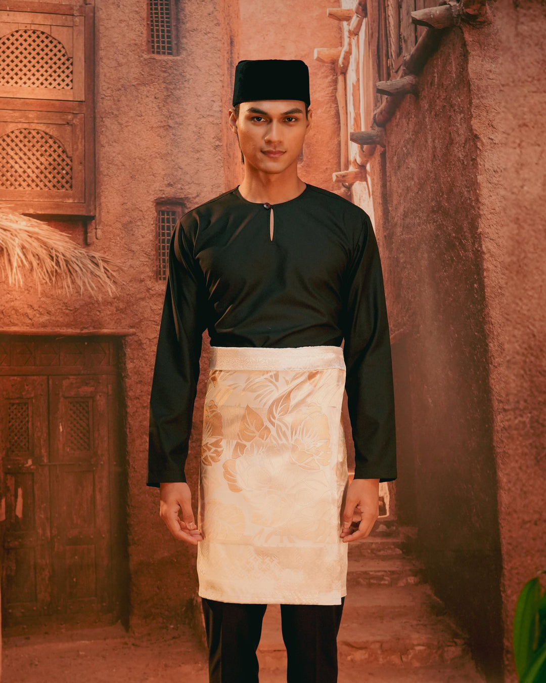 Leka Pantai Instant Sampin Adult - Offwhite & Gold