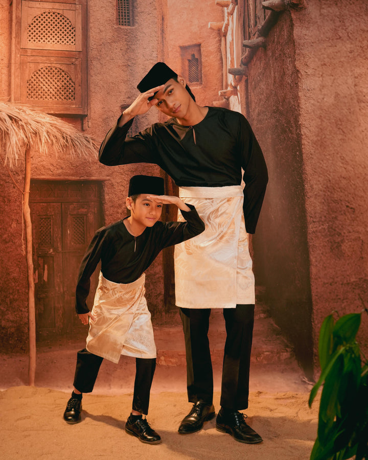 Leka Pantai Instant Sampin Kid - Offwhite & Gold