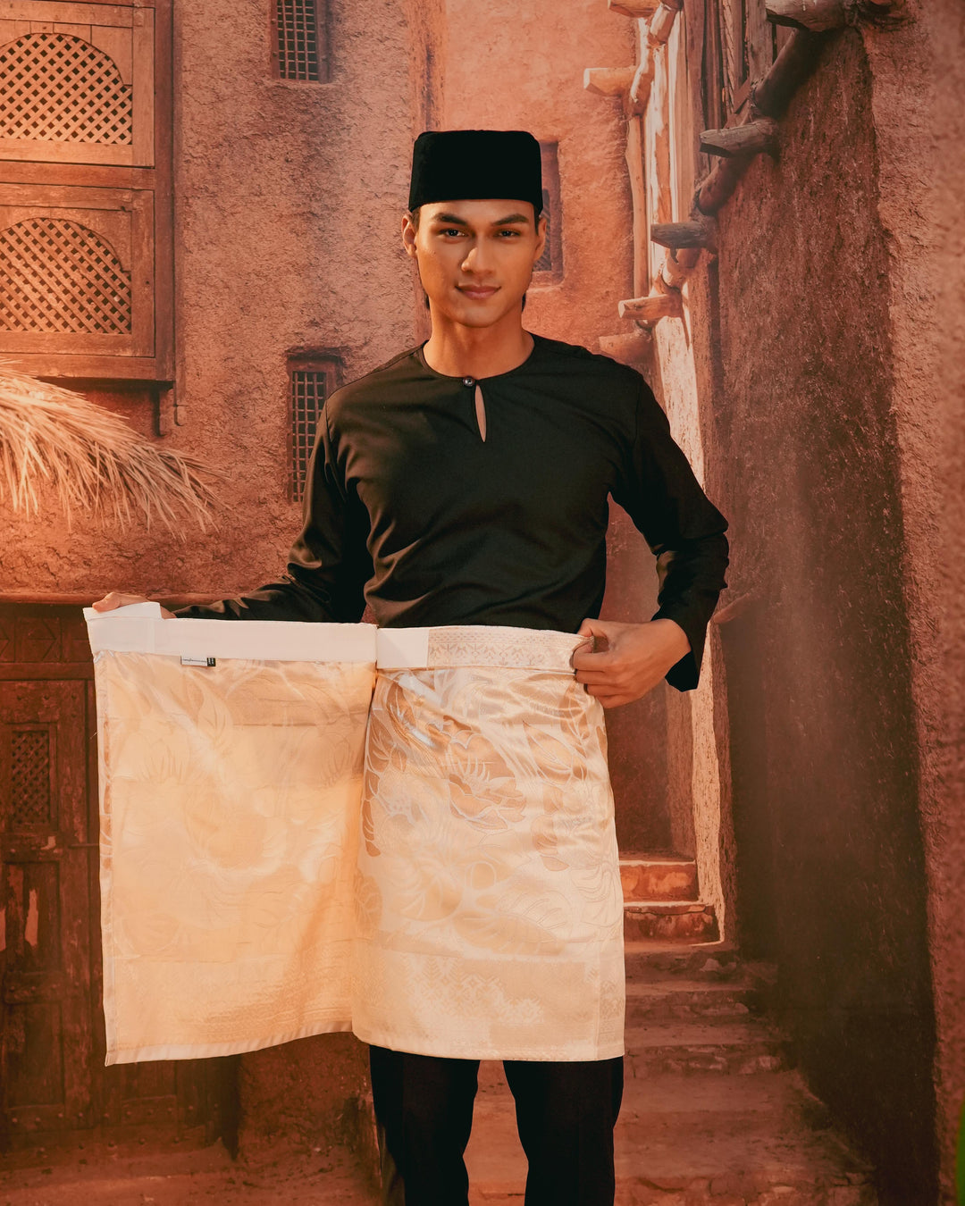 Leka Pantai Instant Sampin Adult - Offwhite & Gold