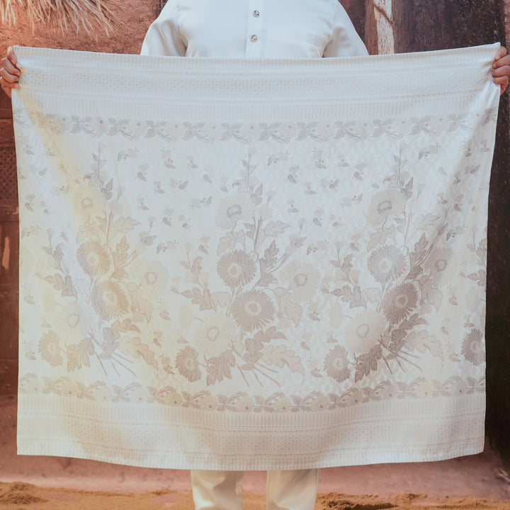Kekwa Warisan Original Sampin Adult - Offwhite & Silver - SampinExclusiveMy