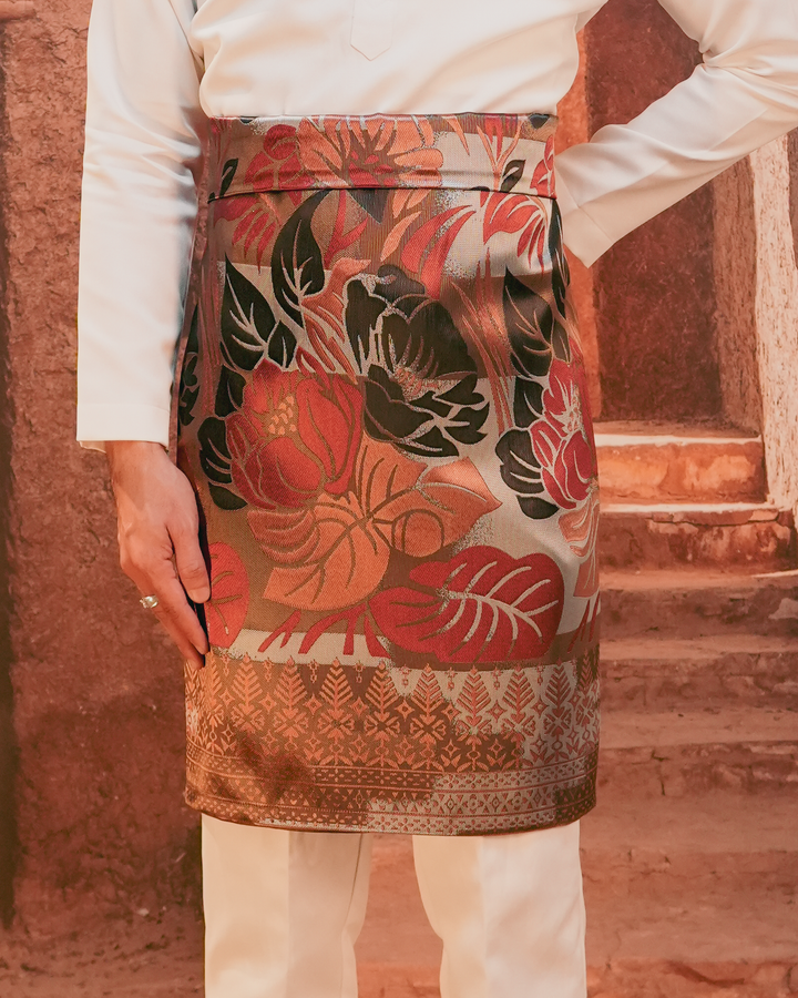 Leka Pantai Original Sampin Adult - Maroon & Gold