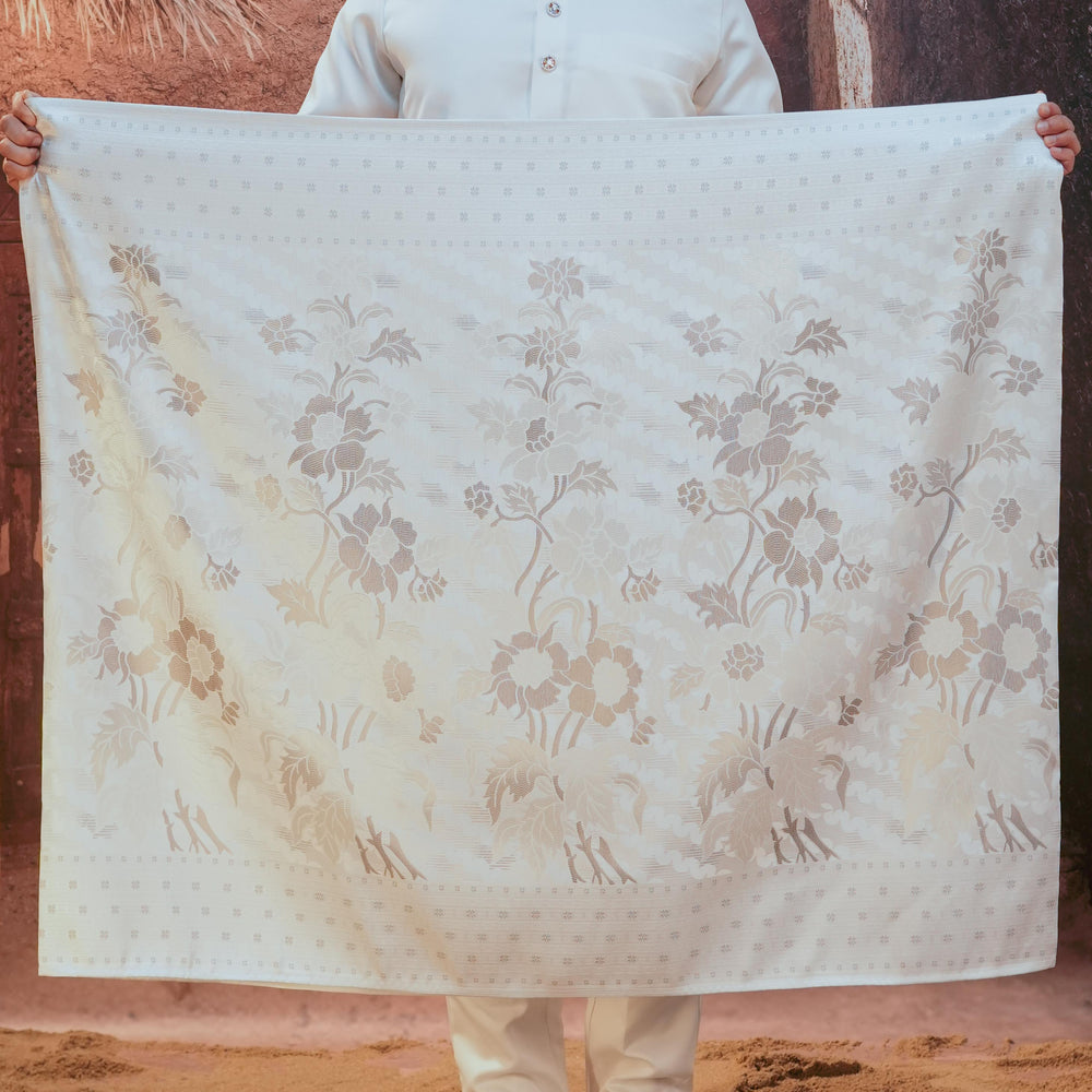 Bunga Raya Original Sampin Adult - Offwhite & Silver - SampinExclusiveMy