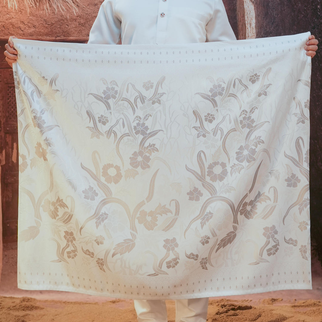 Anyaman Lestari Original Sampin Adult - Offwhite & Silver - SampinExclusiveMy