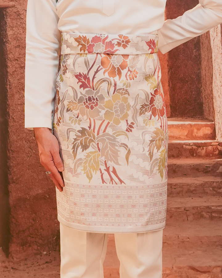 Bunga Raya Original Sampin Adult - Soft Maroon & Green