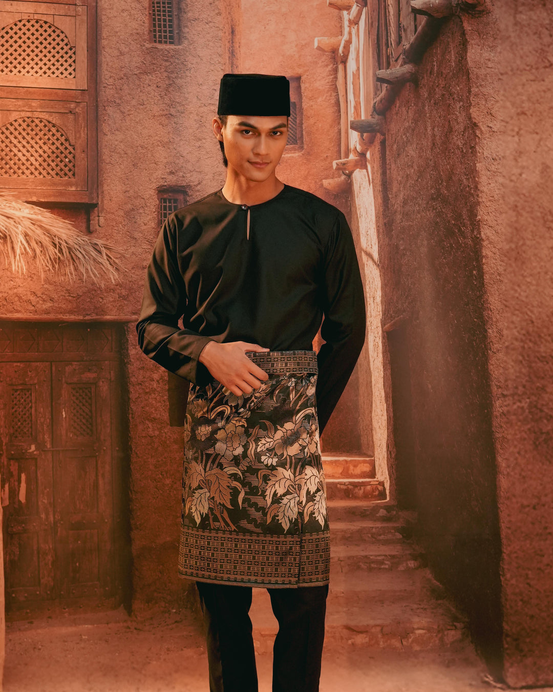 Bunga Raya Instant Sampin Adult - Black & Gold