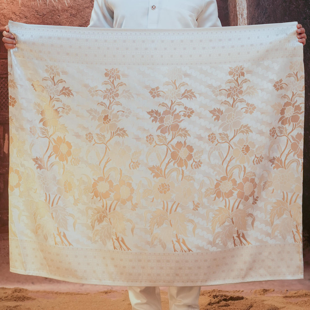 Bunga Raya Original Sampin Adult - Offwhite & Gold - SampinExclusiveMy