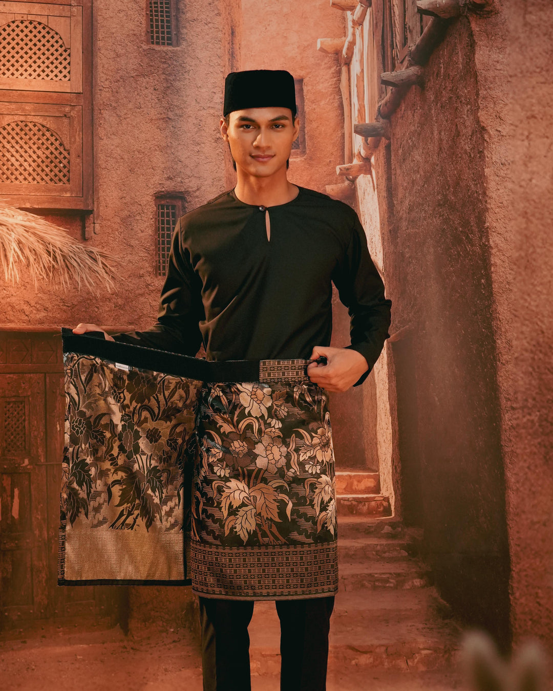 Bunga Raya Instant Sampin Adult - Black & Gold