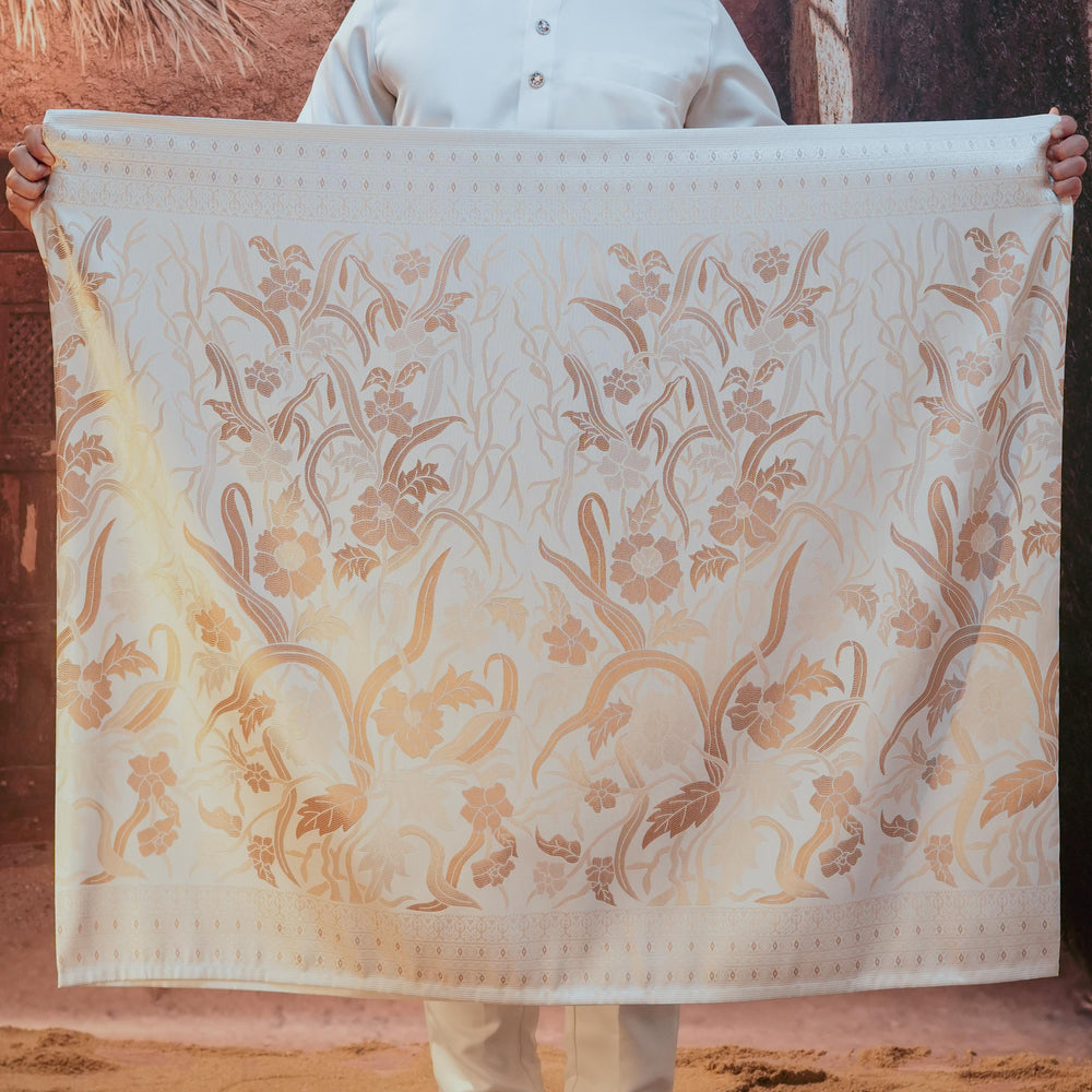 Anyaman Lestari Original Sampin Adult - Offwhite & Gold - SampinExclusiveMy