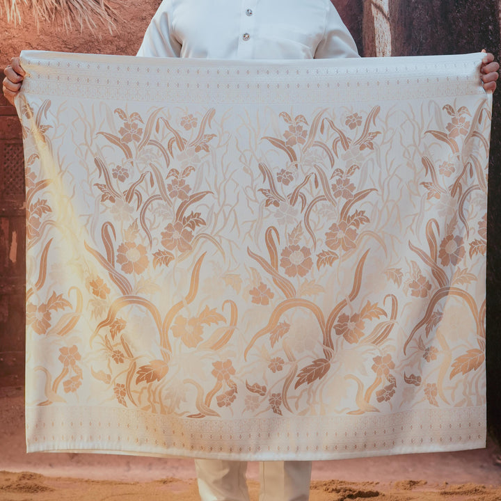 Anyaman Lestari Original Sampin Adult - Offwhite & Gold - SampinExclusiveMy