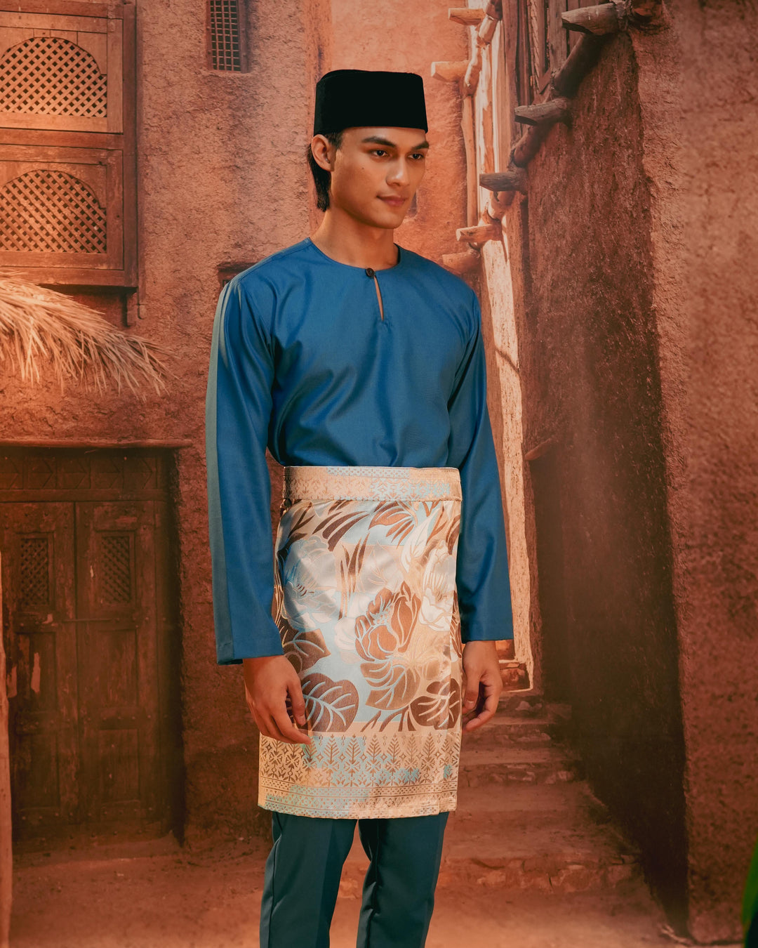 Leka Pantai Instant Sampin Adult - Soft Blue & Brown