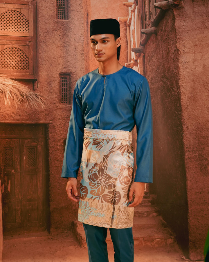 Leka Pantai Instant Sampin Adult - Soft Blue & Brown