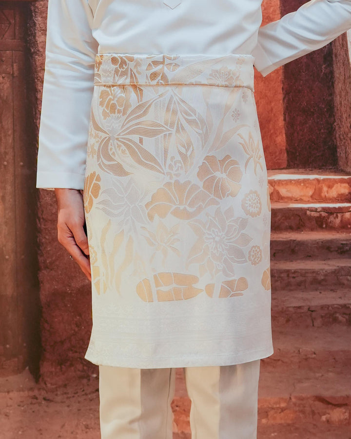 Rimba Hijau Original Sampin Adult - Offwhite & Gold - SampinExclusiveMy