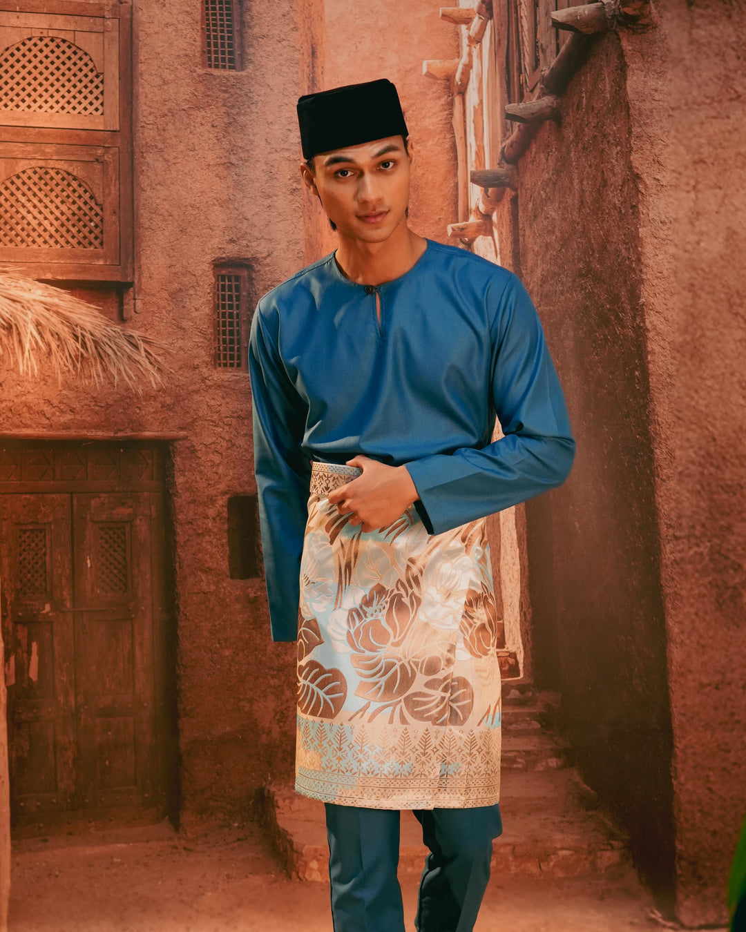 Leka Pantai Instant Sampin Adult - Soft Blue & Brown