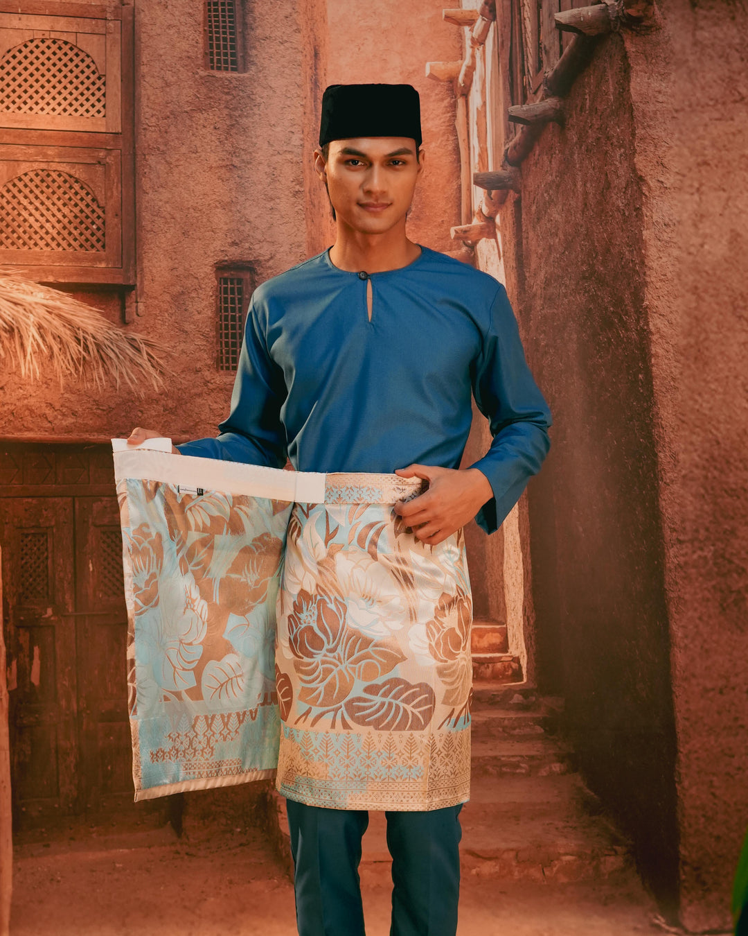 Leka Pantai Instant Sampin Adult - Soft Blue & Brown