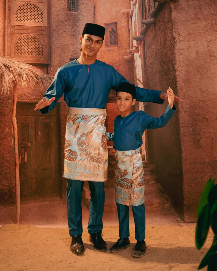 Leka Pantai Instant Sampin Adult - Soft Blue & Brown