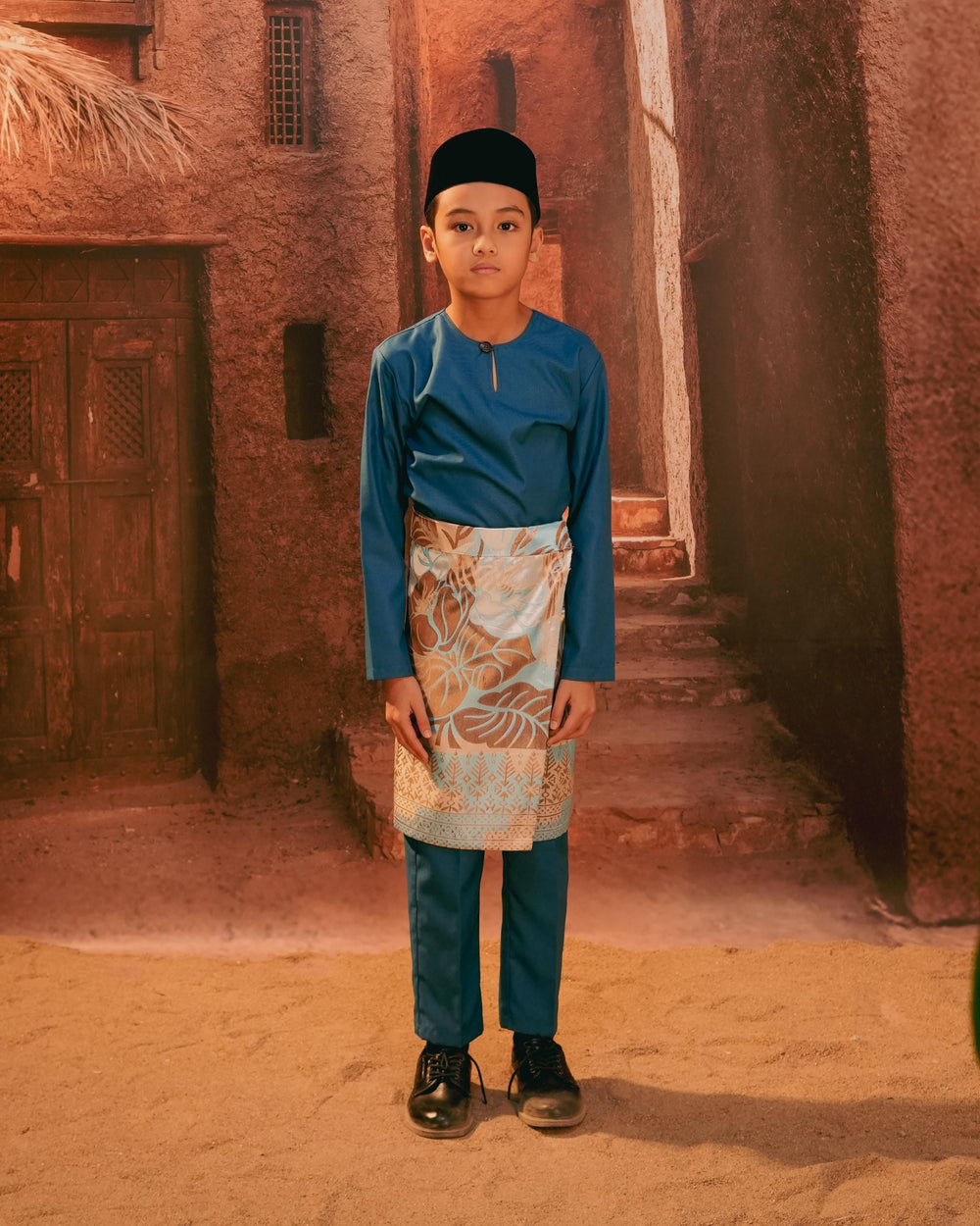 Leka Pantai Instant Sampin Kid - Soft Blue & Brown - SampinExclusiveMy
