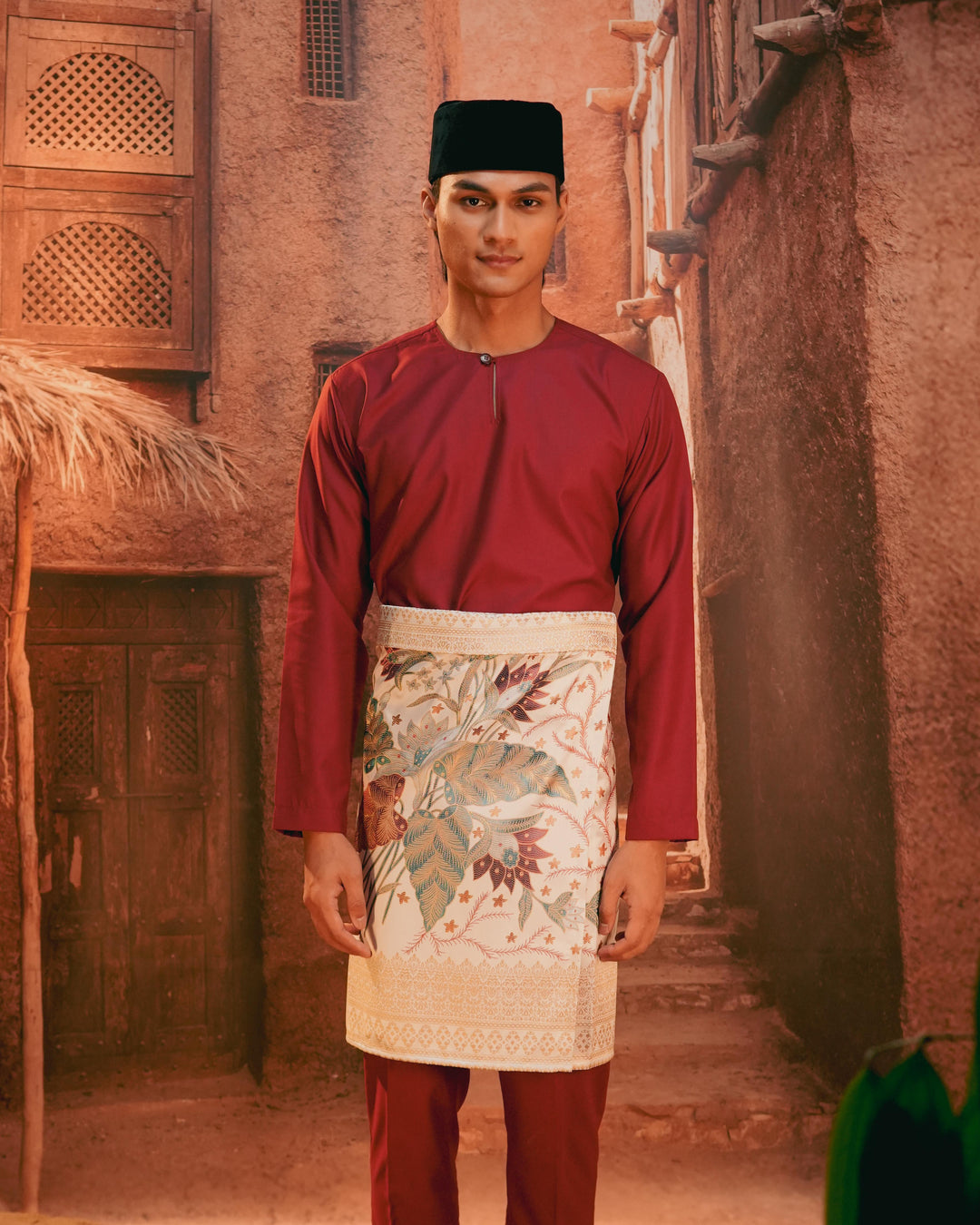 Bunga Seri Instant Sampin Adult - Soft Maroon & Green