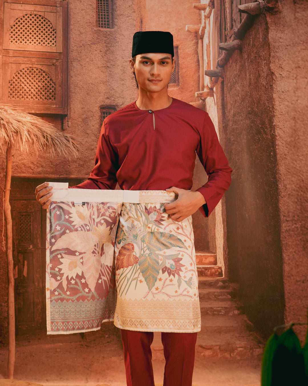 Bunga Seri Instant Sampin Adult - Soft Maroon & Green