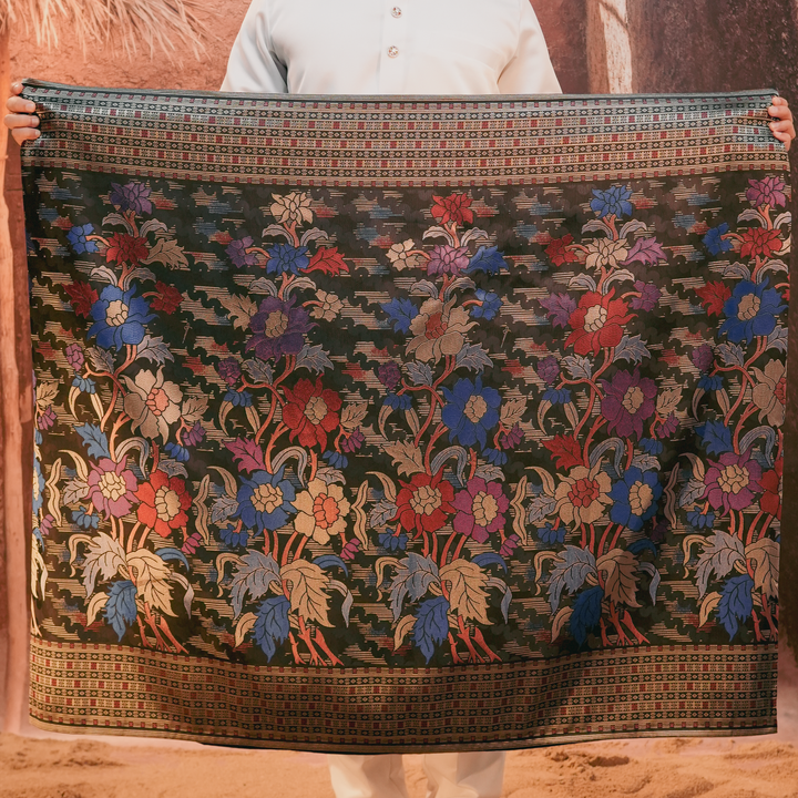 Bunga Raya Original Sampin Adult - Navy Blue & Maroon