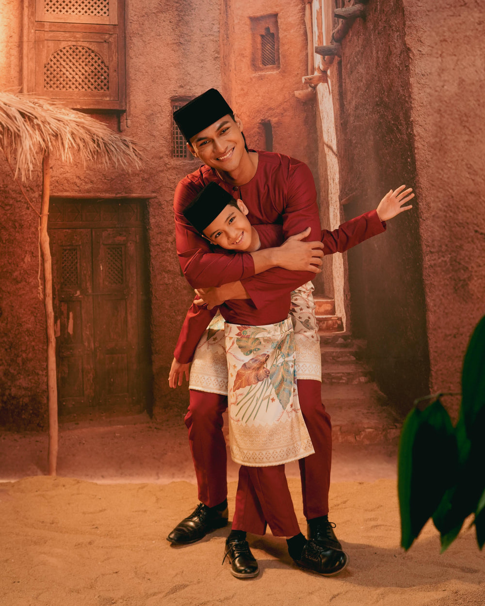 Bunga Seri Instant Sampin Adult - Soft Maroon & Green - SampinExclusiveMy