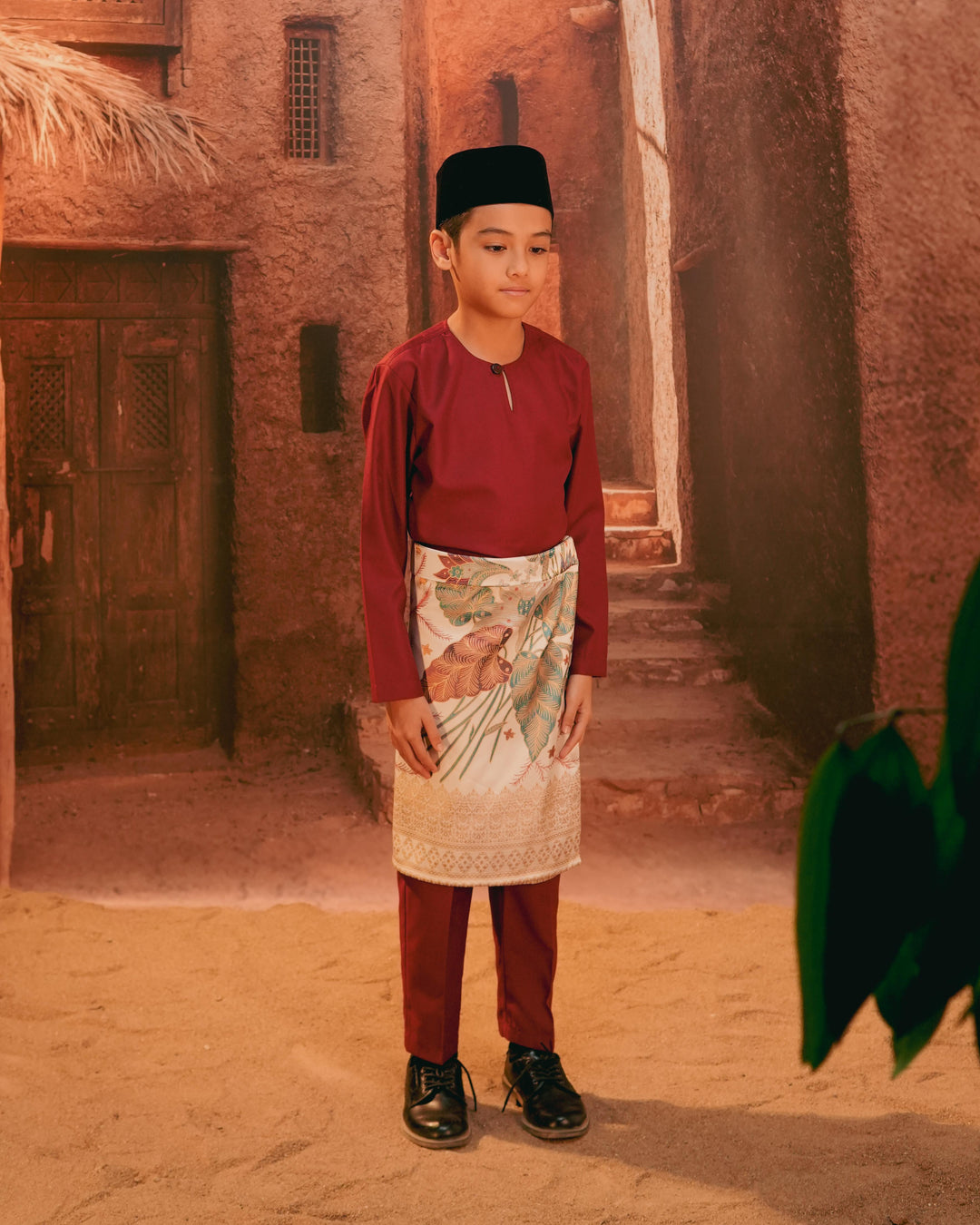 Bunga Seri Instant Sampin Kid - Soft Maroon & Green