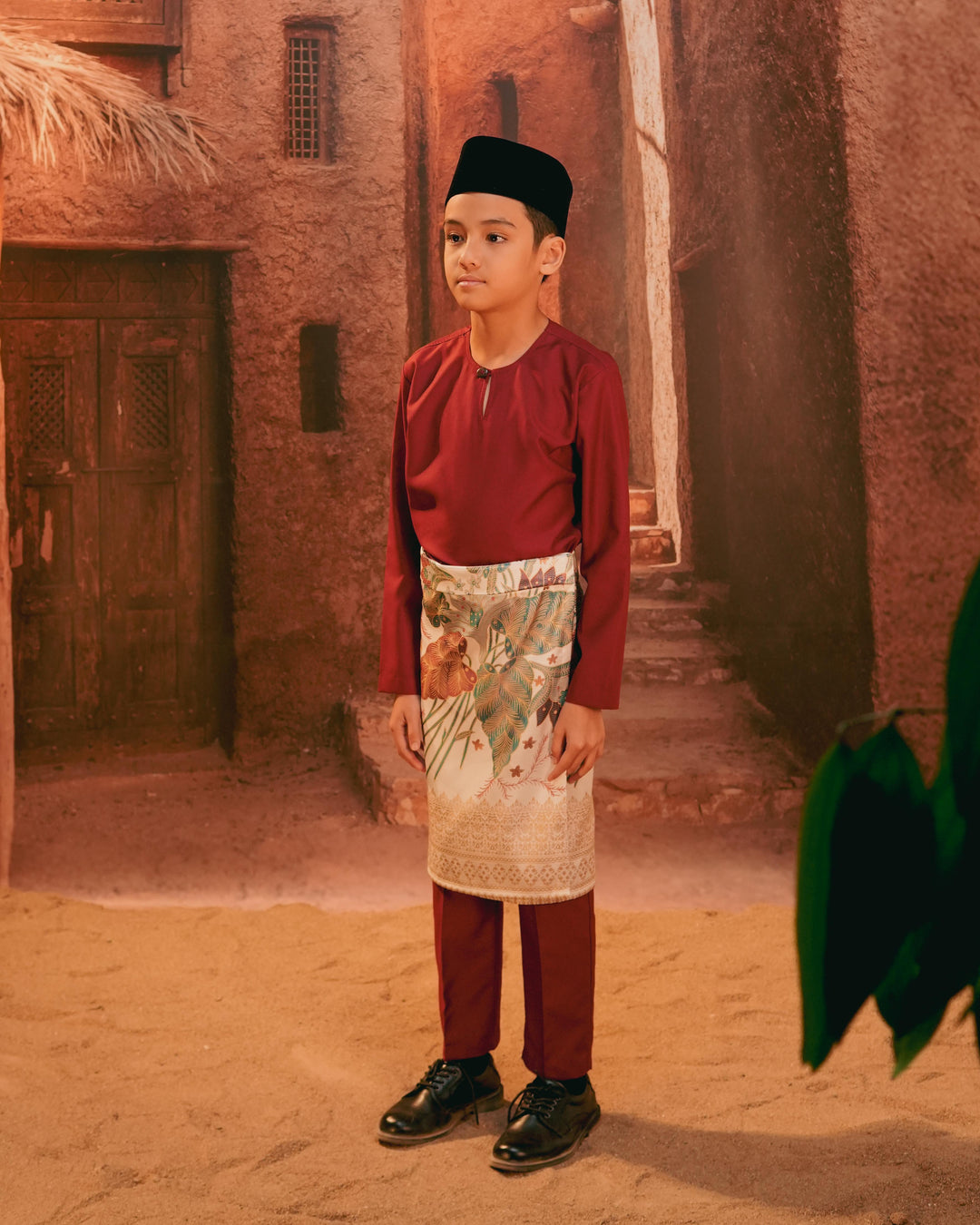 Bunga Seri Instant Sampin Kid - Soft Maroon & Green