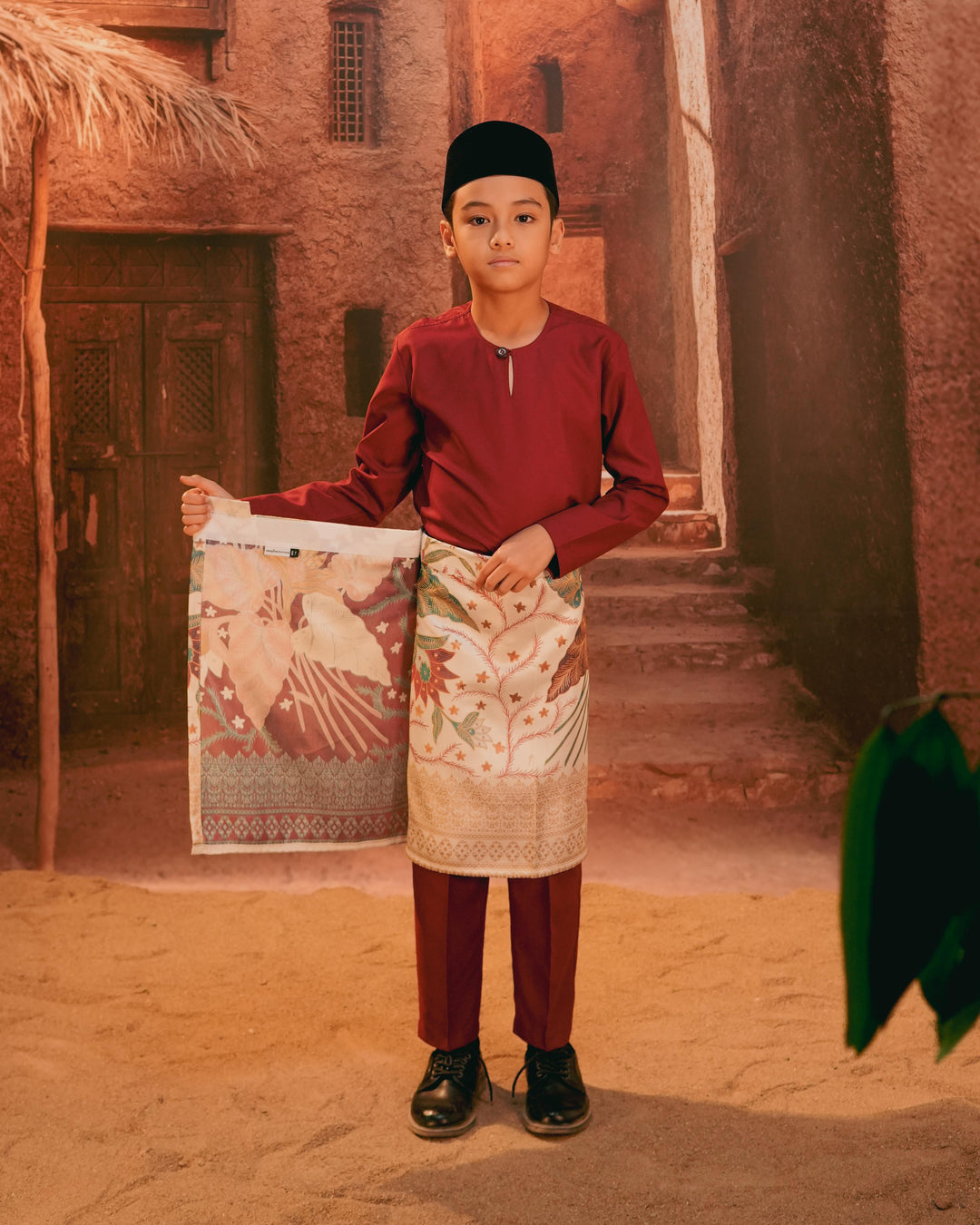 Bunga Seri Instant Sampin Kid - Soft Maroon & Green