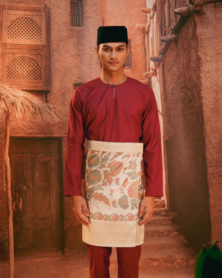 Kekwa Warisan Instant Sampin Adult - Soft Maroon & Green