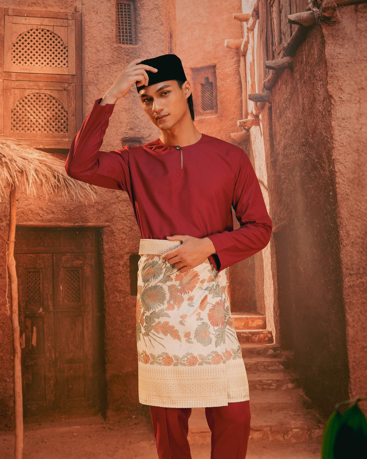 Kekwa Warisan Instant Sampin Adult - Soft Maroon & Green