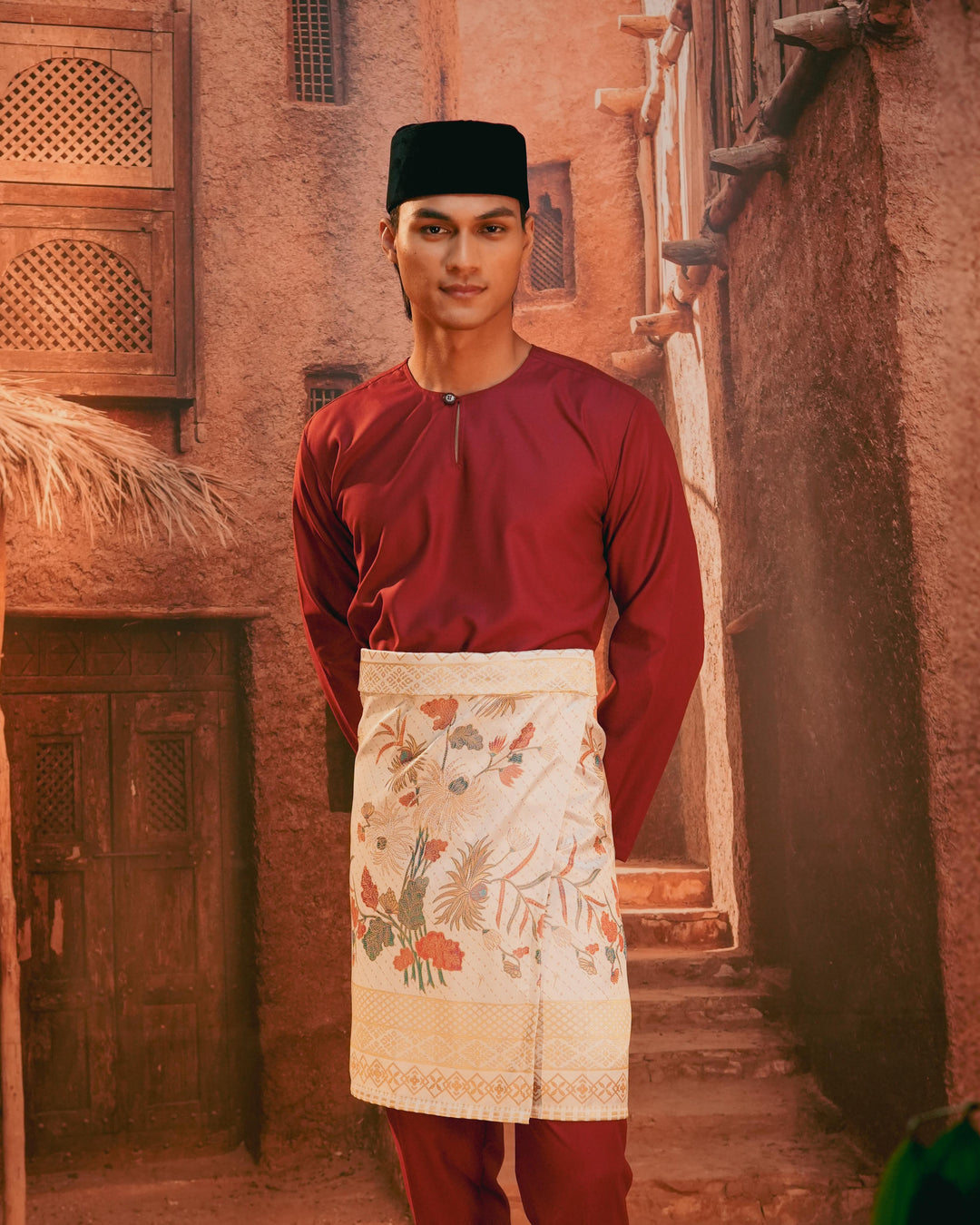 Purnama Instant Sampin Adult - Soft Maroon & Green