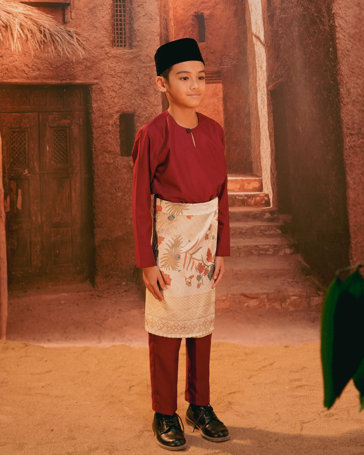 Purnama Instant Sampin Kid - Soft Maroon & Green