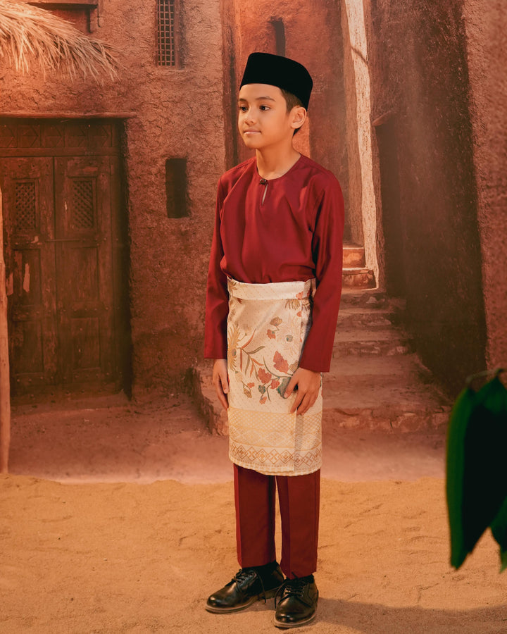 Purnama Instant Sampin Kid - Soft Maroon & Green