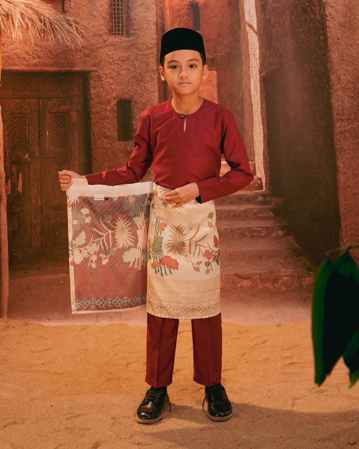 Purnama Instant Sampin Kid - Soft Maroon & Green