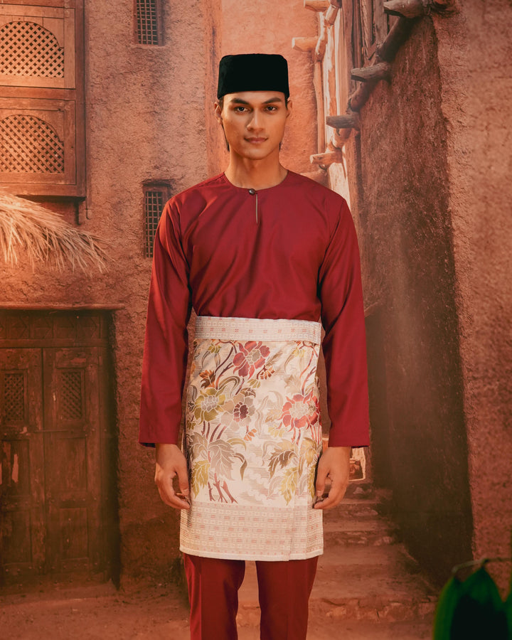 Bunga Raya Instant Sampin Adult - Soft Maroon & Green