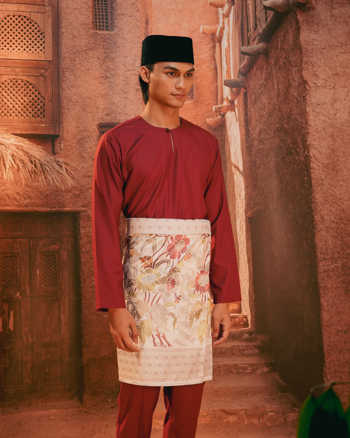 Bunga Raya Instant Sampin Adult - Soft Maroon & Green