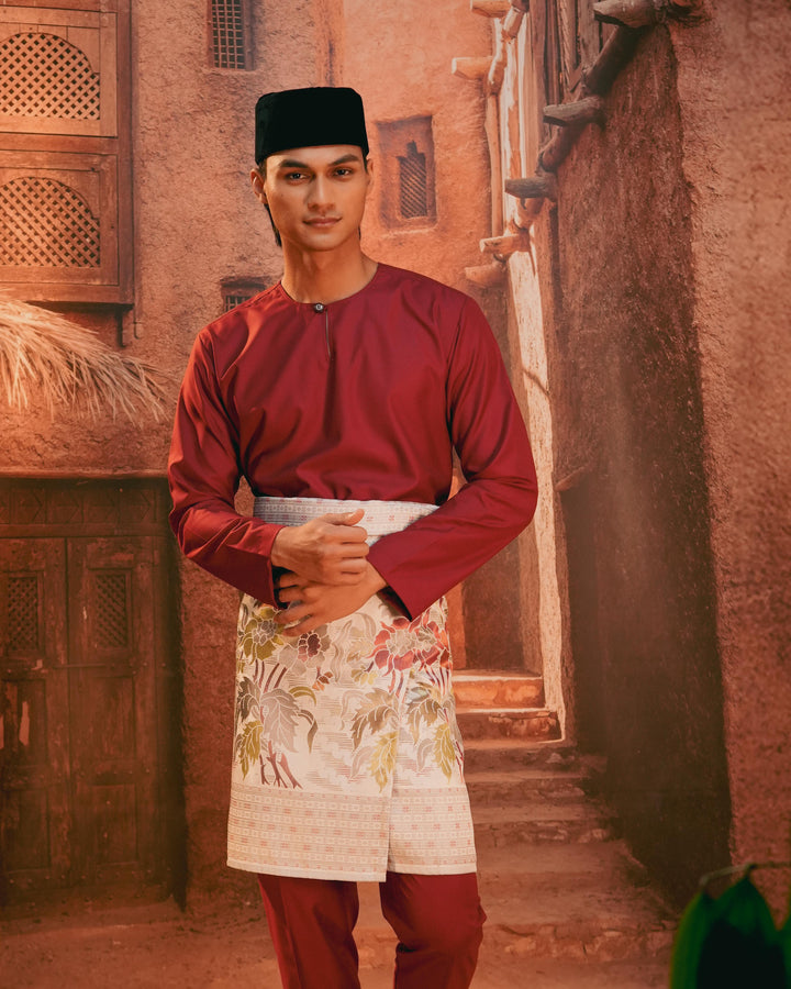 Bunga Raya Instant Sampin Adult - Soft Maroon & Green