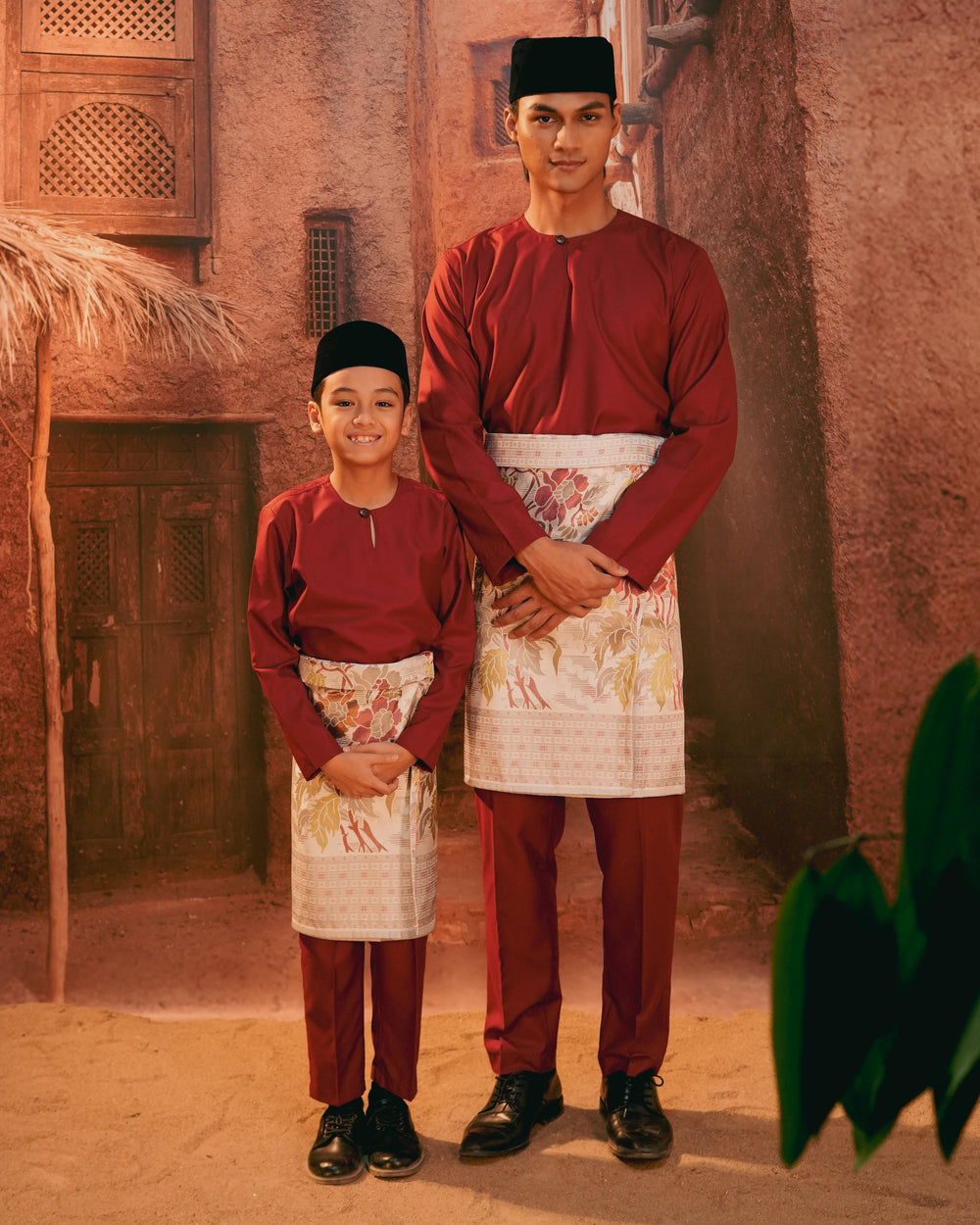 Bunga Raya Instant Sampin Adult - Soft Maroon & Green - SampinExclusiveMy