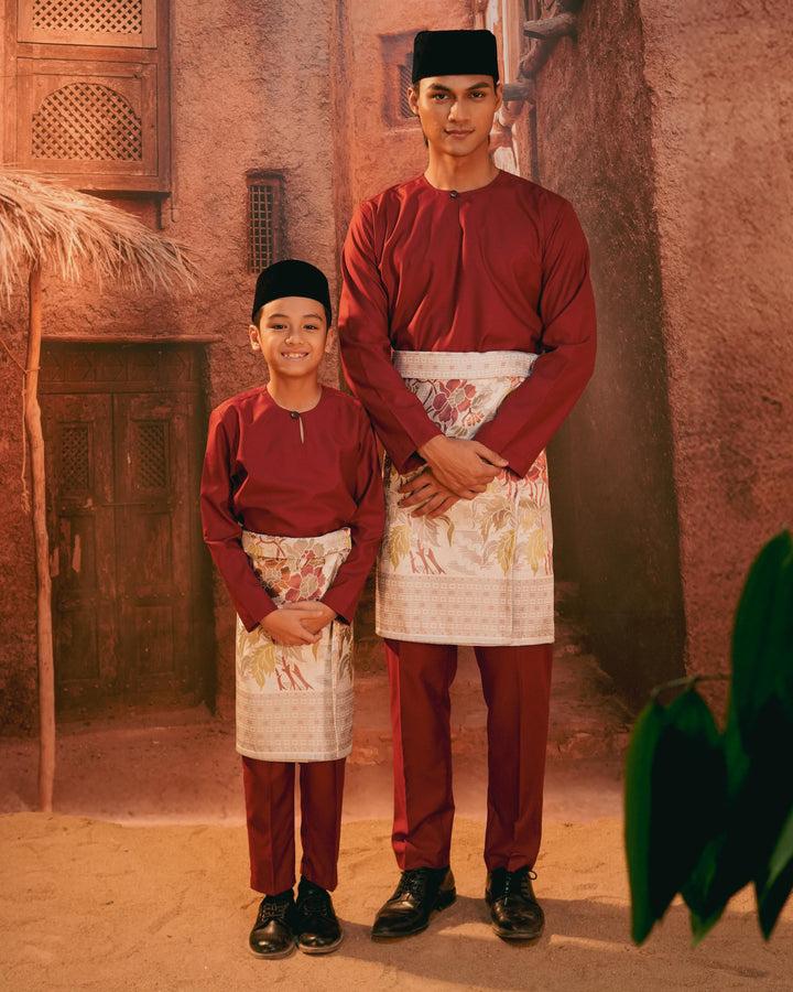 Bunga Raya Instant Sampin Adult - Soft Maroon & Green