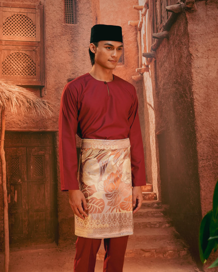 Leka Pantai Instant Sampin Adult - Soft Maroon & Green