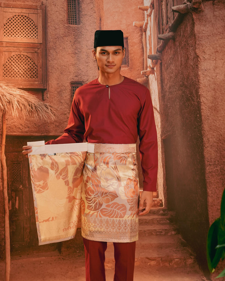 Leka Pantai Instant Sampin Adult - Soft Maroon & Green