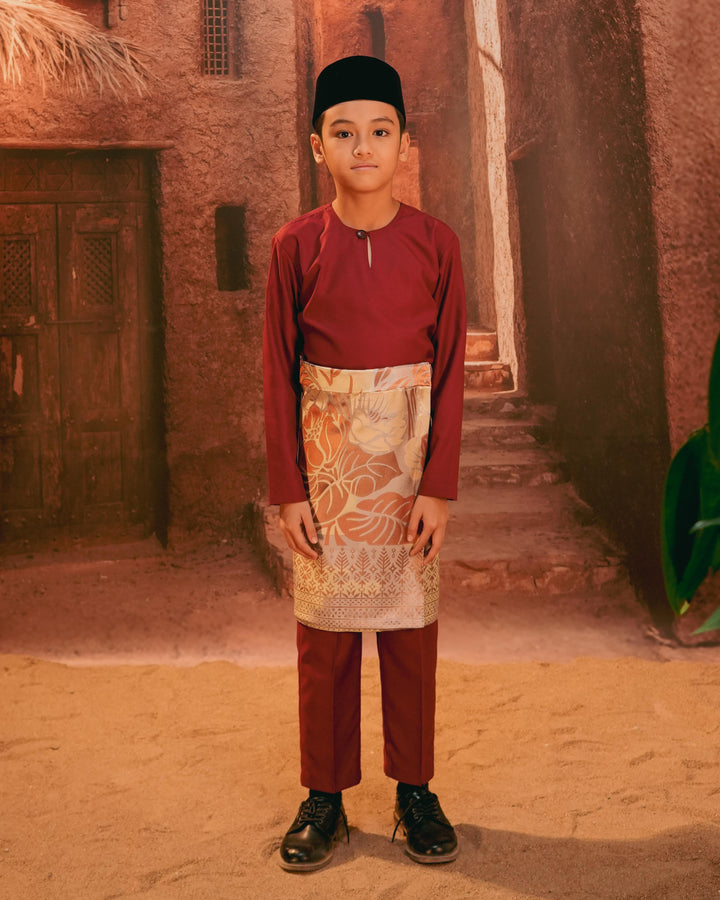 Leka Pantai Instant Sampin Kid - Soft Maroon & Green