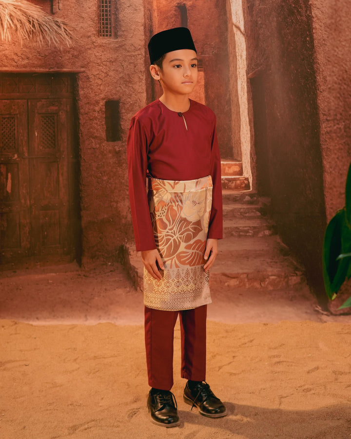 Leka Pantai Instant Sampin Kid - Soft Maroon & Green