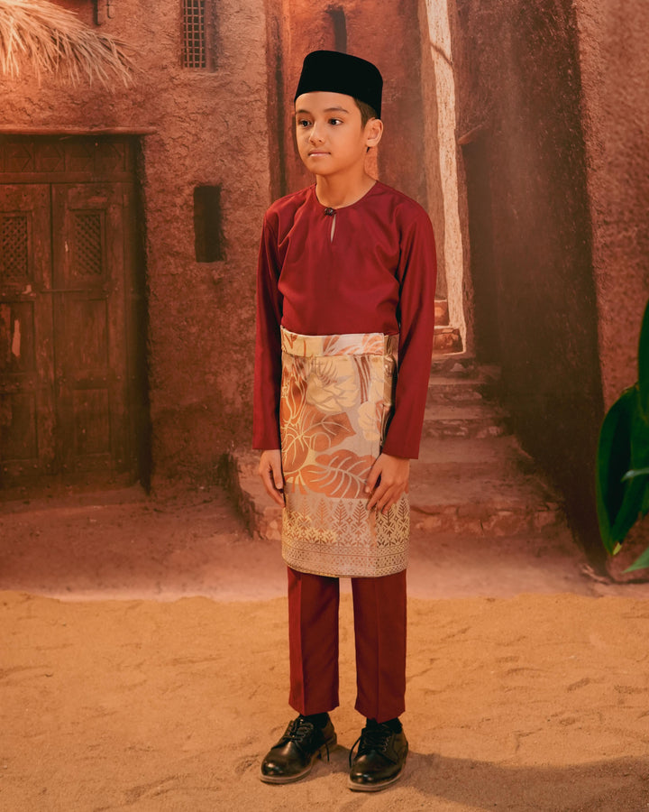 Leka Pantai Instant Sampin Kid - Soft Maroon & Green