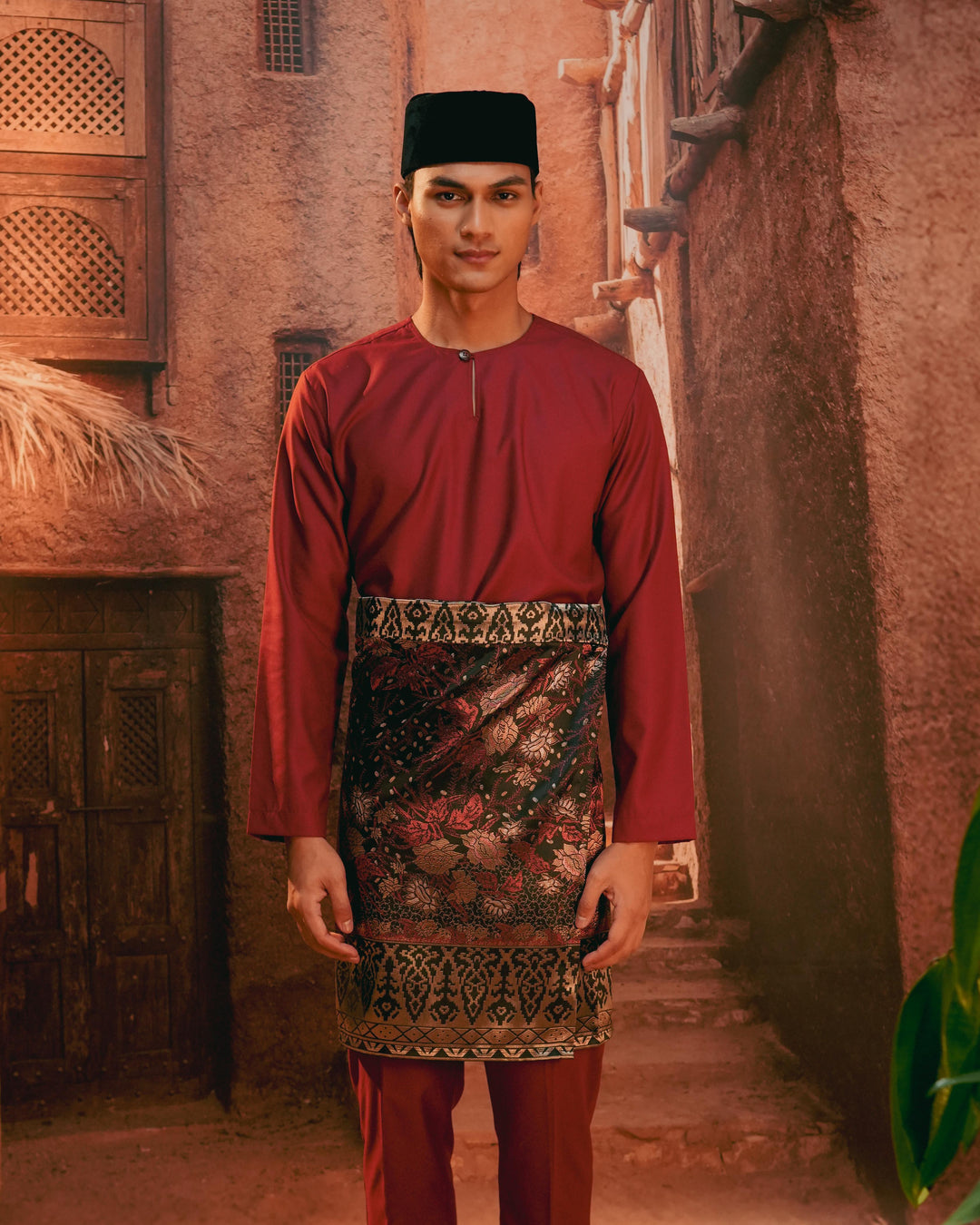 Seri Istana Instant Sampin Adult - Maroon & Gold