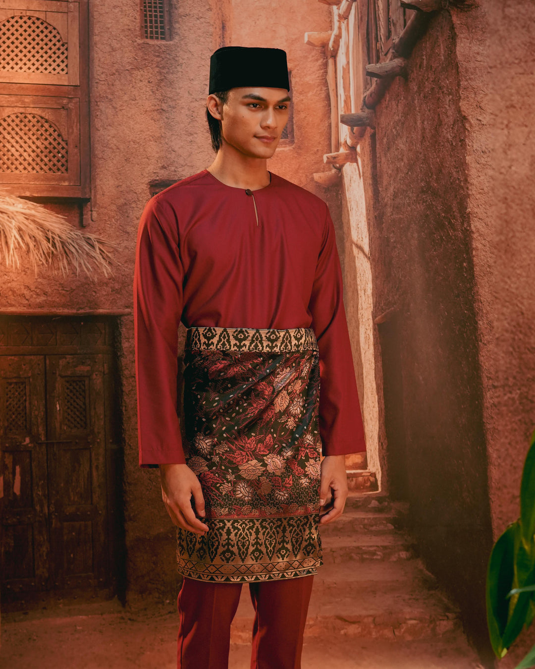 Seri Istana Instant Sampin Adult - Maroon & Gold